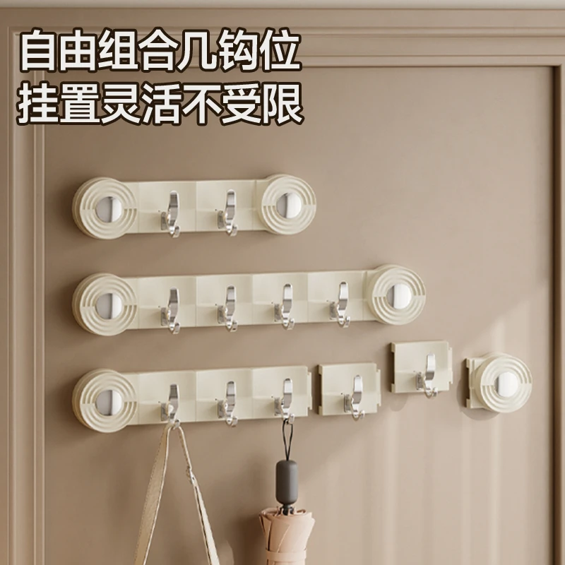 创意新款吸盘门后拼接挂钩免打孔强力承重一排式挂钩壁挂粘胶钩子