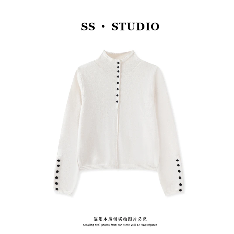 【SUSU】半高领毛衣女秋冬季新款百搭套头长袖针织衫SS-1033