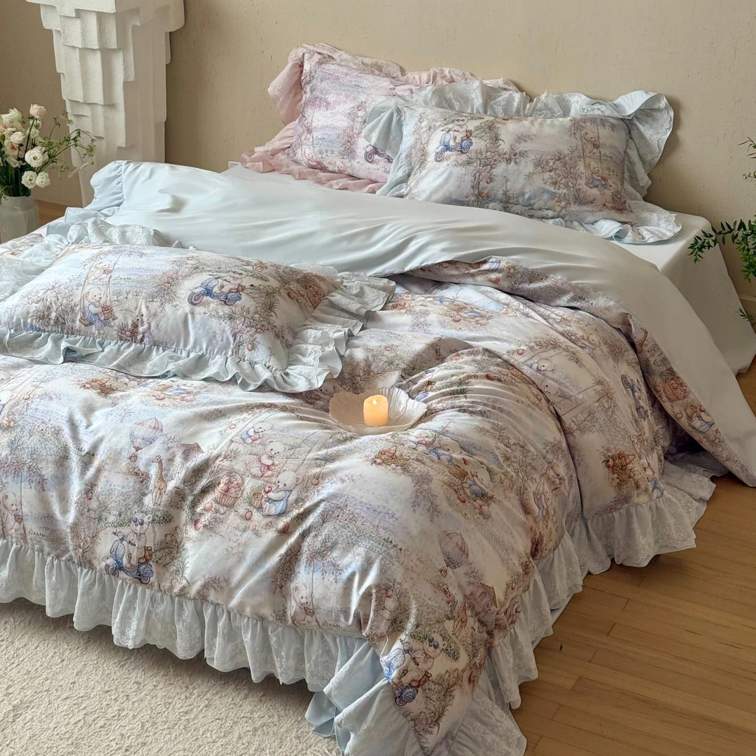 【小熊香颂园】法式洛丽塔风格全棉贡缎卡通款四件套