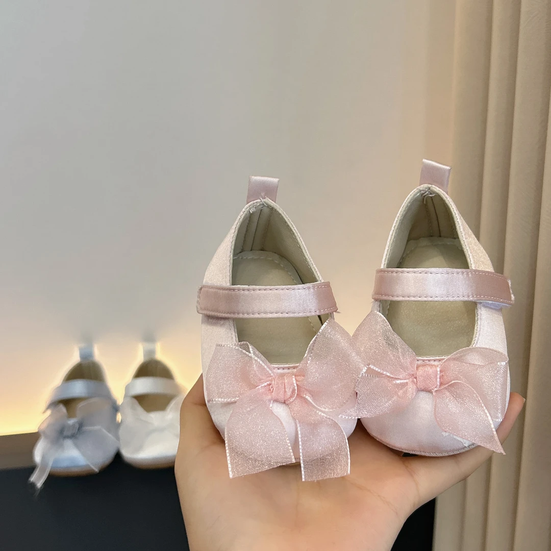 婴儿公主鞋0-1周岁女宝宝韩版蝴蝶结公主鞋3-6个月百天软底学步鞋