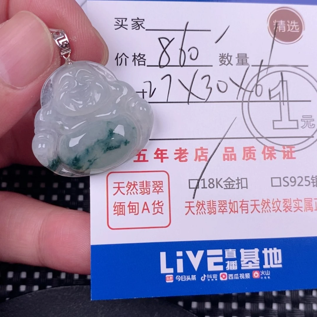 翡翠18K金镶嵌颈饰