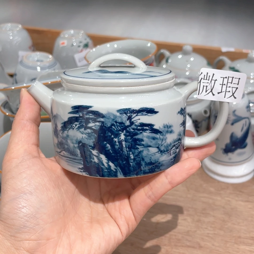 釉下彩纯手绘有瑕