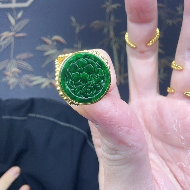 翡翠戒指银S925镶嵌特价 新年