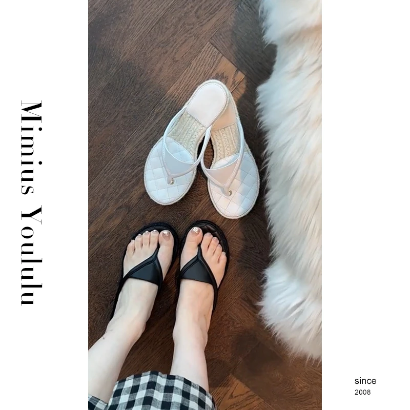 【mimius】七25M沙滩系列菱格纹手工麻绳夹脚拖鞋(跟高2cm) WG06326