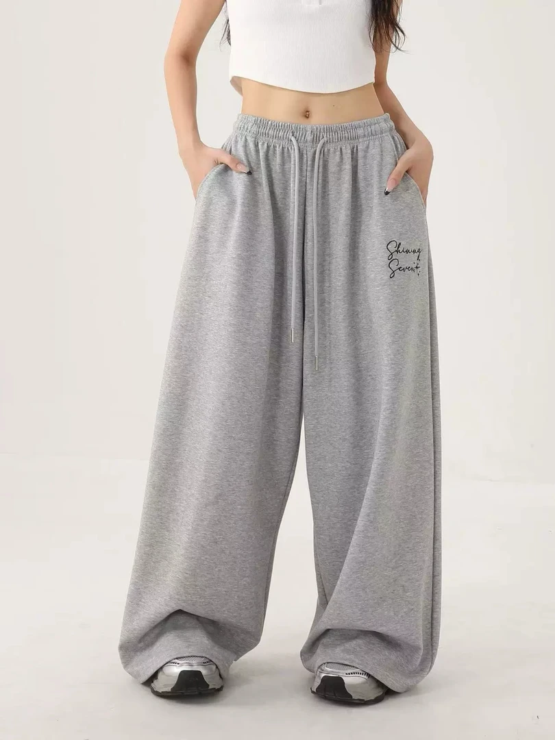 原创街舞慵懒风松弛感运动卫裤女显瘦宽松休闲百搭爵士舞阔腿裤子