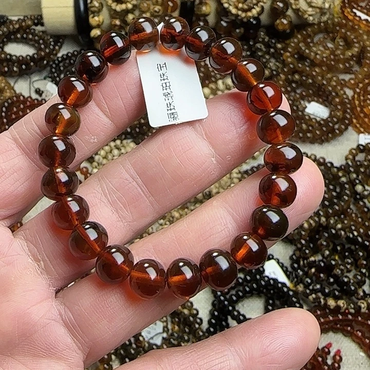 悠****琥珀未镶嵌颈饰抚顺琥珀血珀9mm手串