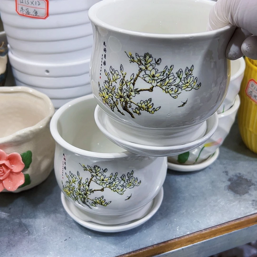 有孔外贸尾单陶瓷花盆凑单10米包邮