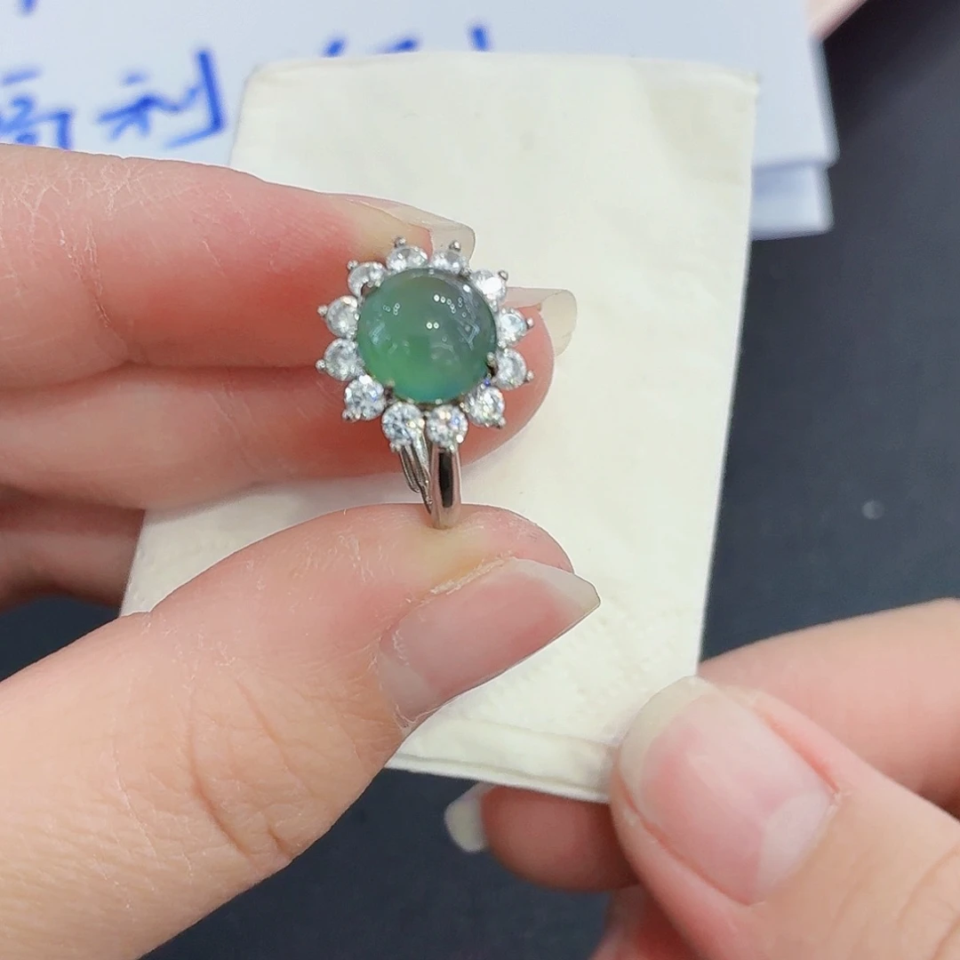 翡翠银S925镶嵌戒指翡翠戒指