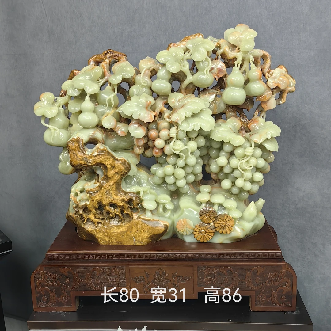 创意手工雕刻多子多福硕果累累客厅玄关公司家居摆件