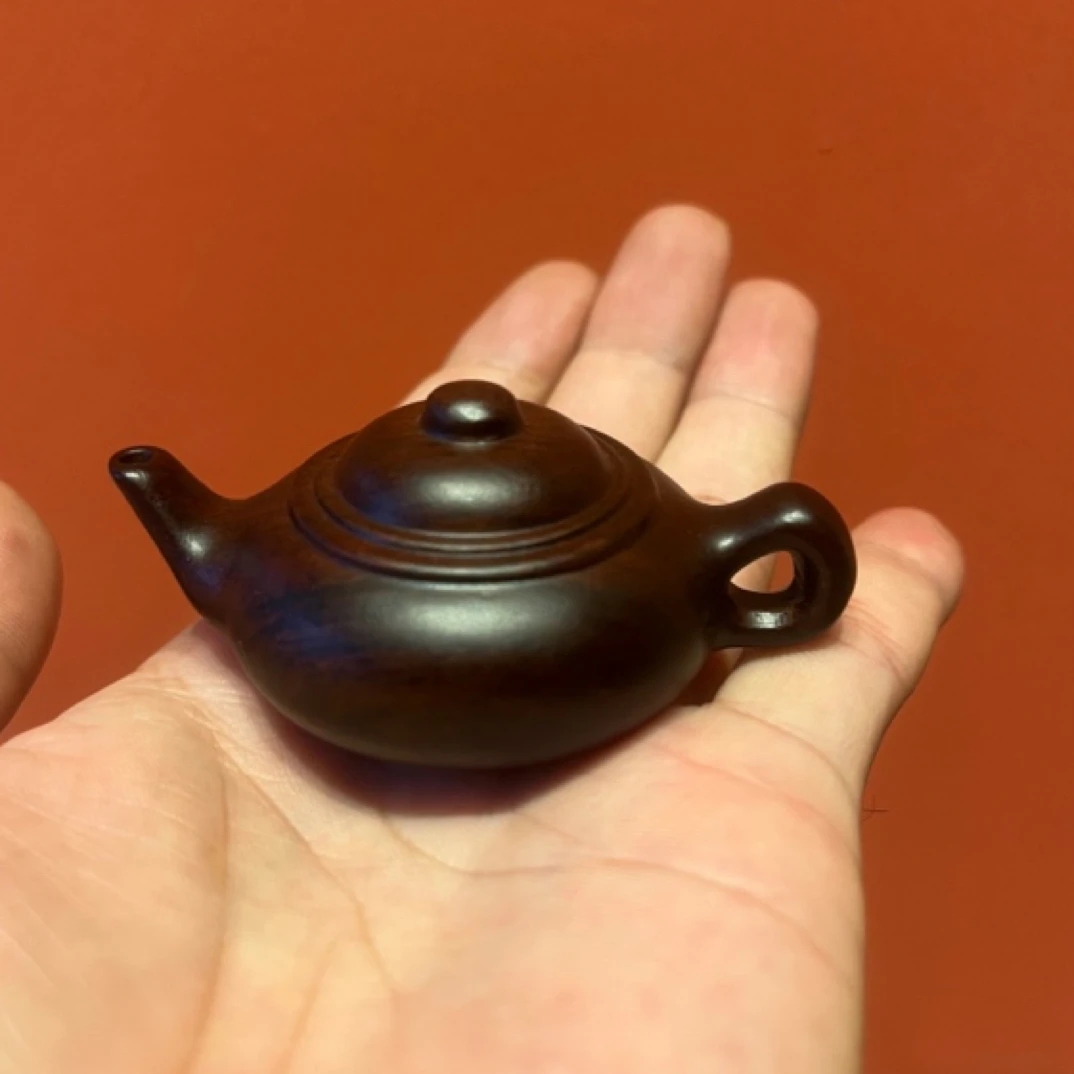 黑檀木雕刻把把壶挂件手把件迷你茶壶随身文玩工艺品摆件