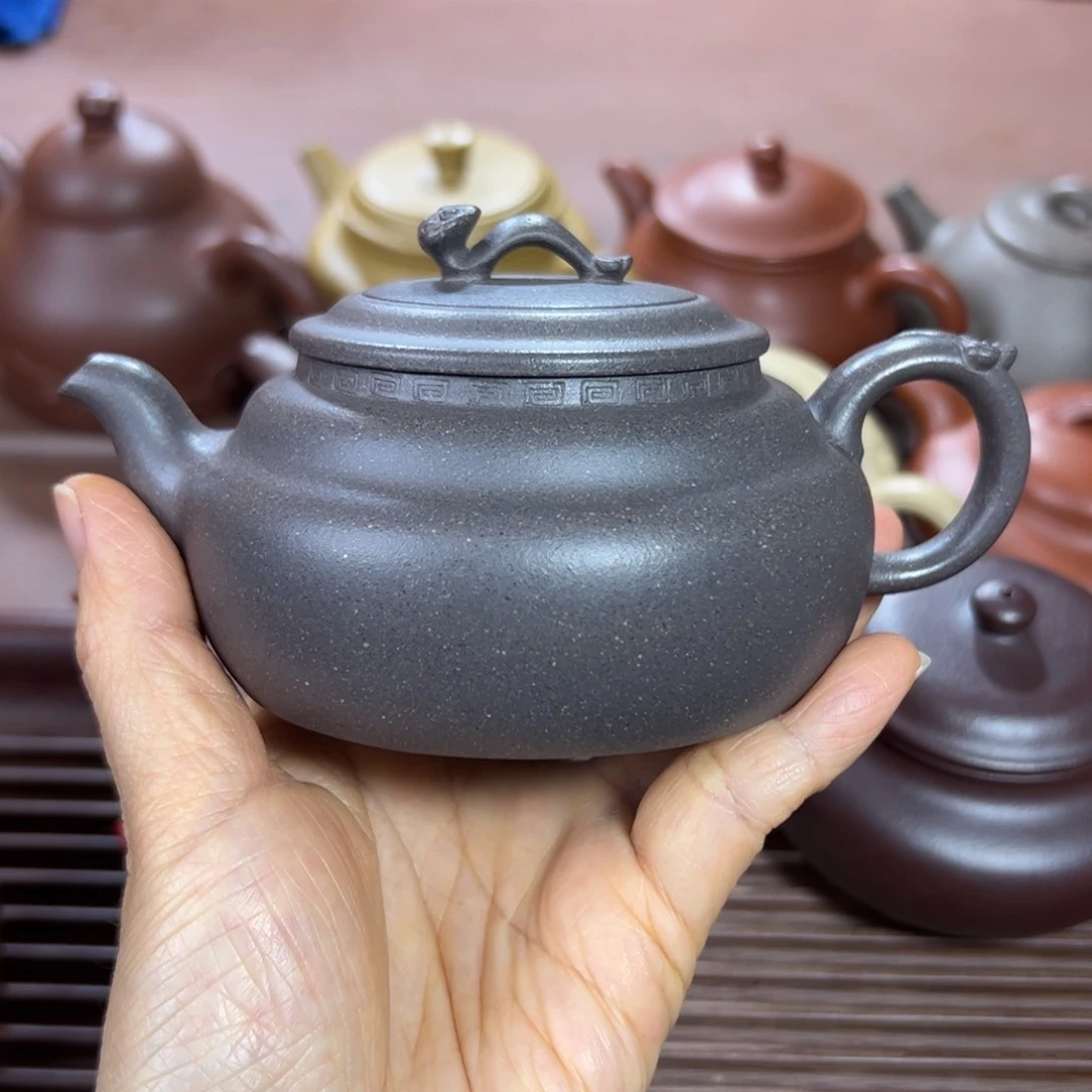 紫泥茶壶青灰紫泥 灵芝 200cc