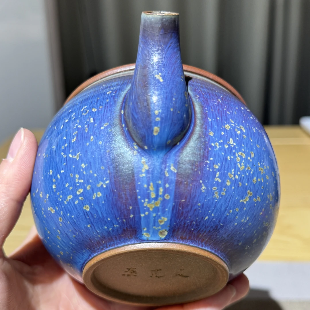 钧窑泡水茶壶秦克文作气碳混烧炉钧釉400毫升大容量茶壶钧瓷