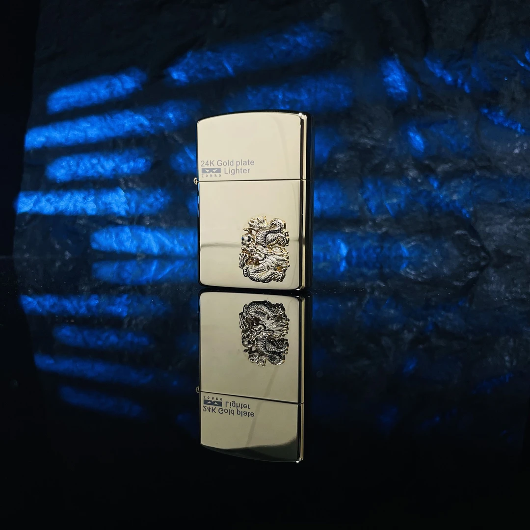 ZORRO防风煤油打火机限定十二生肖24k镀金贴章轻奢高档礼物金色
