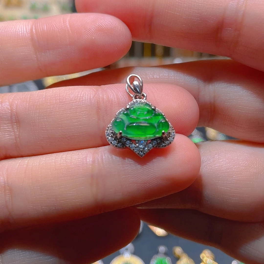 翡翠银S925镶嵌吊坠(不含链)