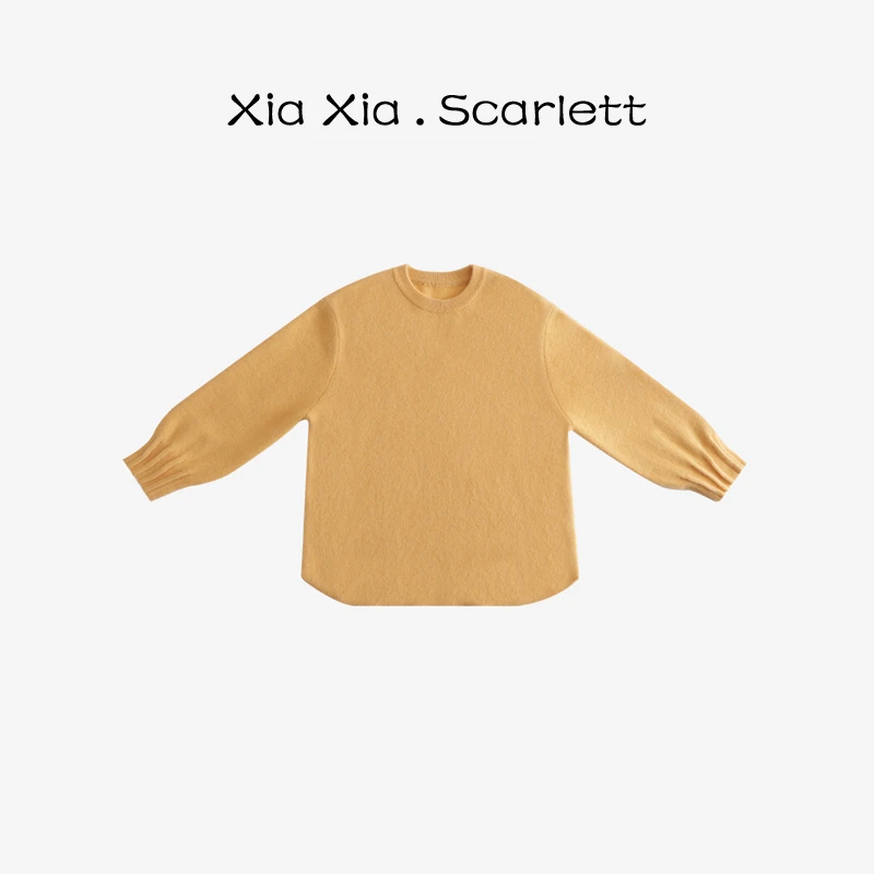 【通勤美学】简约立体剪裁四平针织羊毛衫上衣女  D-857