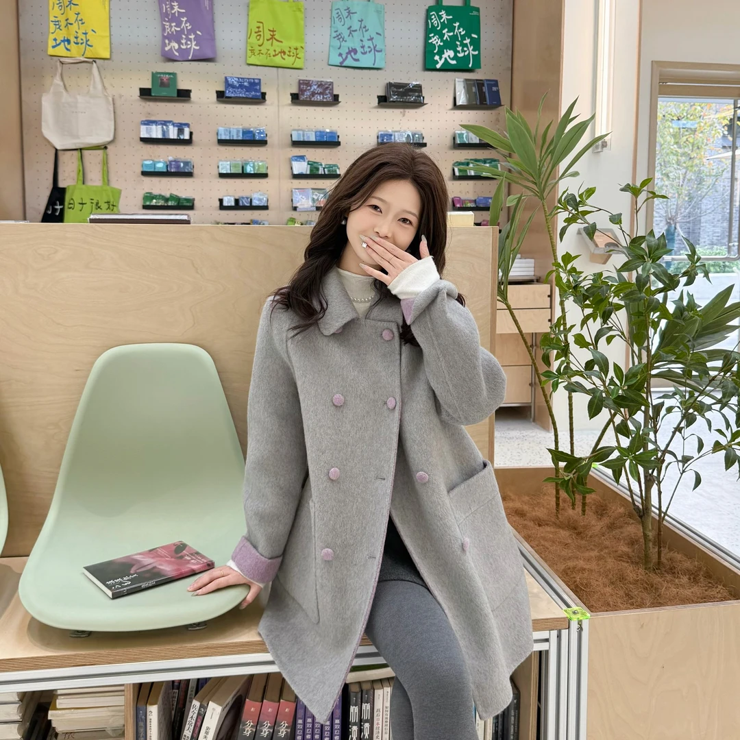 2025秋冬新款千金风气质韩版双面呢羊毛大衣1556