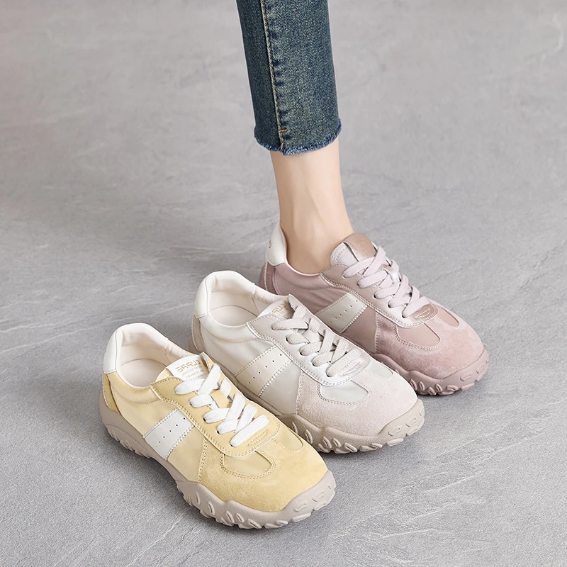 缎面透气阿甘德训鞋女2025春夏新款慢跑女鞋真皮软底运动休闲鞋潮