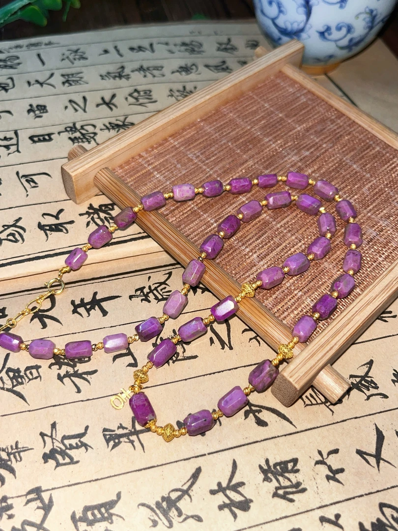 18k金/南非老矿 舒俱来奶油樱花桃红色项链@多样性发其一