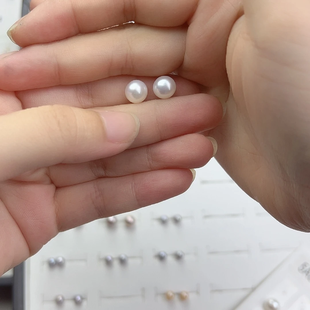 银S925镶嵌淡水珍珠耳饰