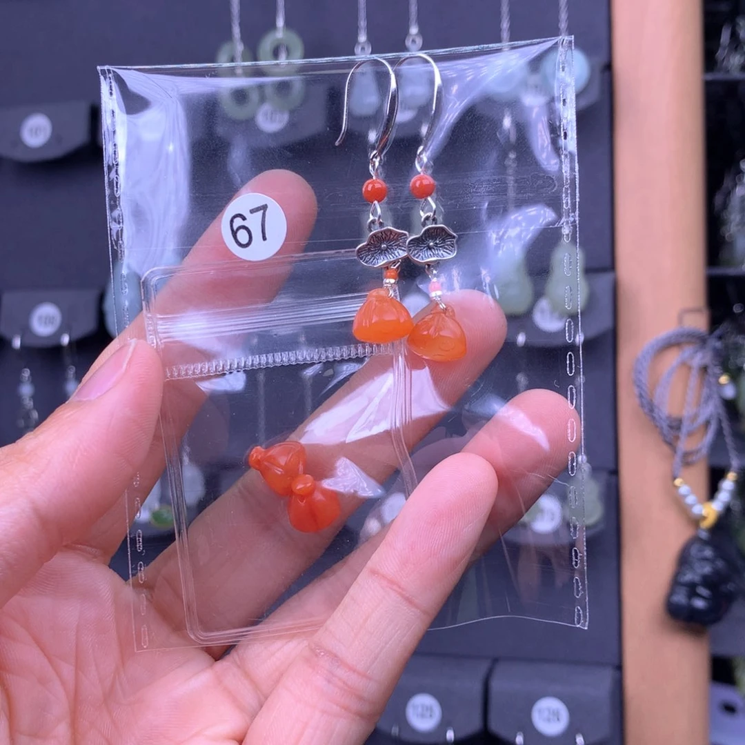 南红玛瑙耳饰银S925镶嵌?****?