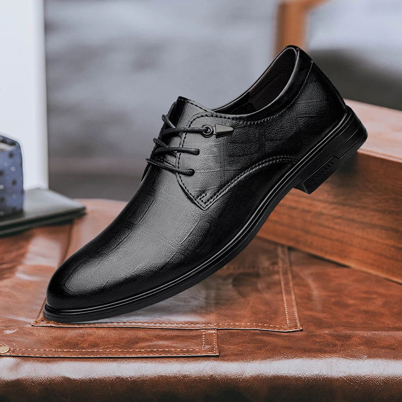 606休闲商务系带男士正装结婚工作上班百搭透气夏季软底潮流皮鞋