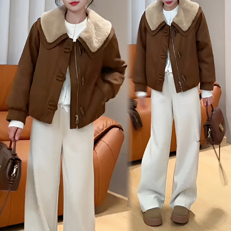 冬季小香风短款外套毛毛加绒2025秋冬韩系时尚宽松小个子休闲夹克