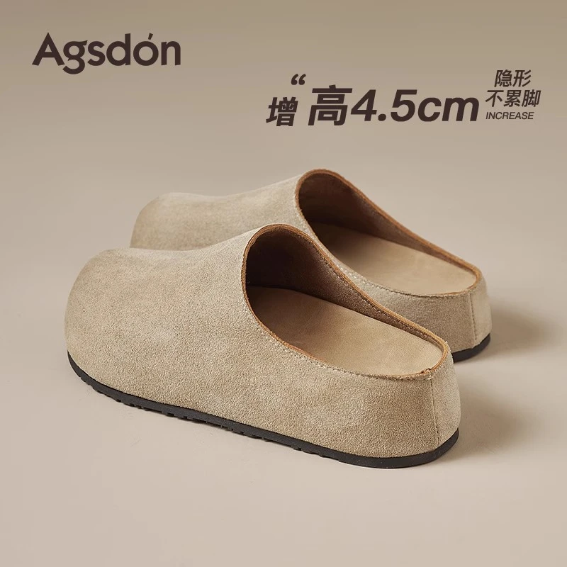 /奥古狮登厚底勃肯鞋女2025新款秋季增高一脚蹬半拖鞋包头凉鞋子Q