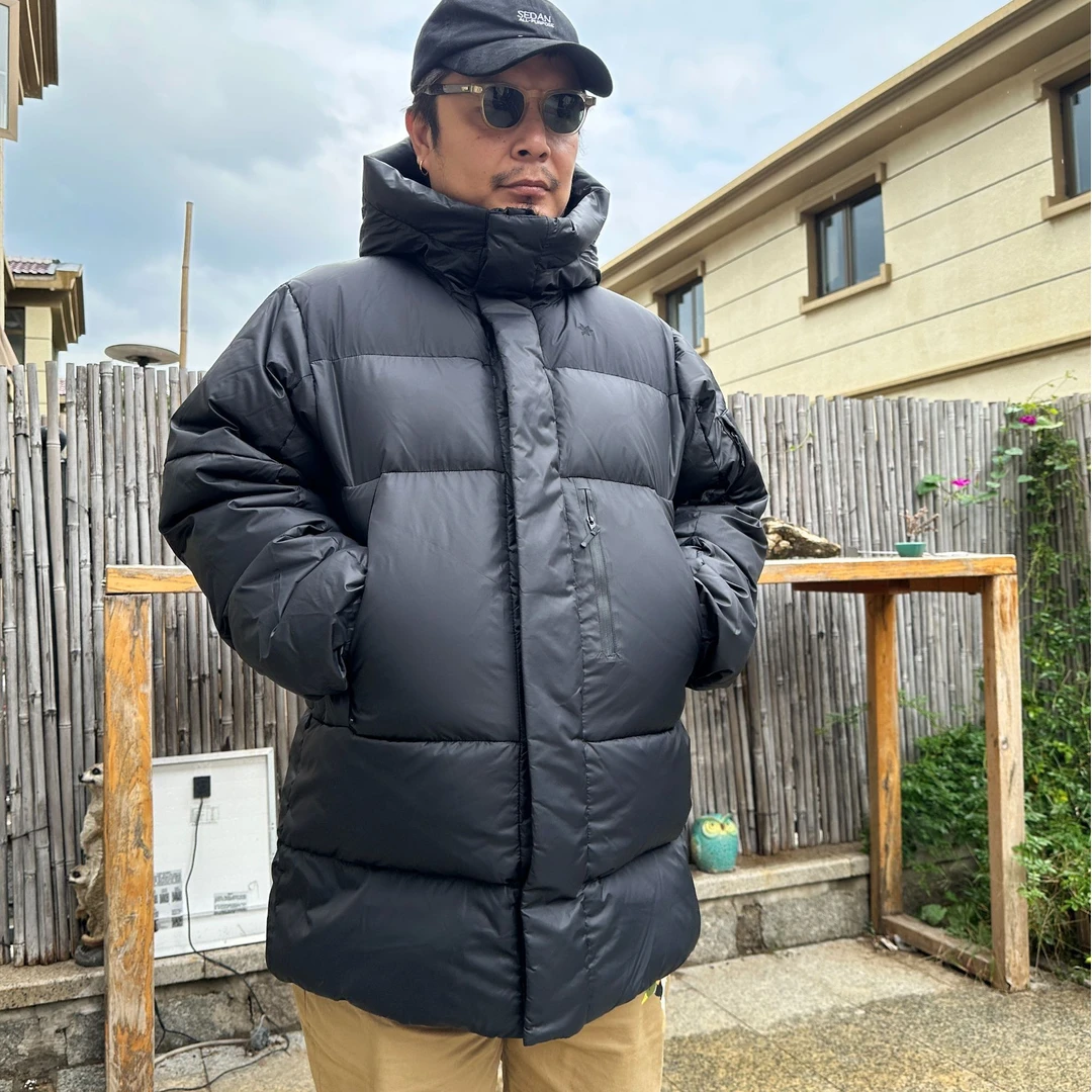 Gw羽绒服中长款470g90%白鸭绒男款日系连帽休闲加厚潮流保暖潮流