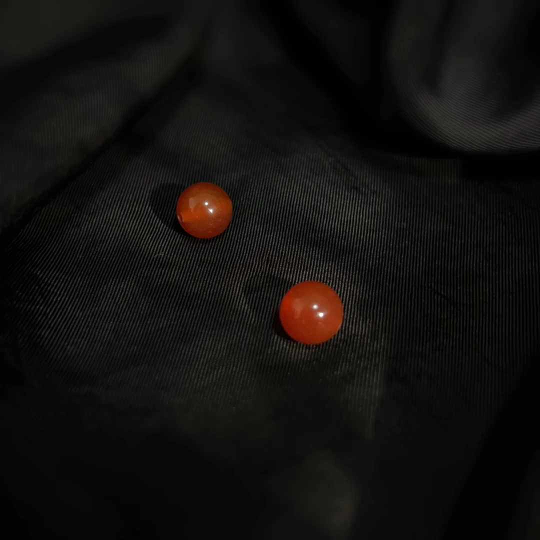 【扶摇叙珠宝】天然红玛瑙散珠 一对两颗 手工diy 10mm