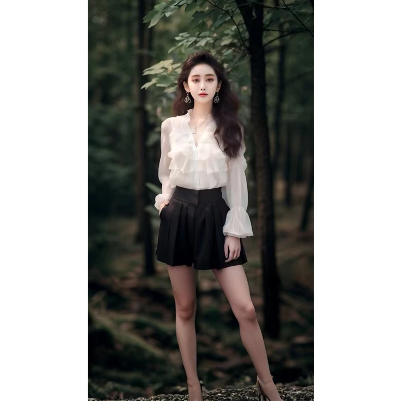 轻熟法式小众洋气高端别致小衫高级感风情万种的白色衬衫上衣女春