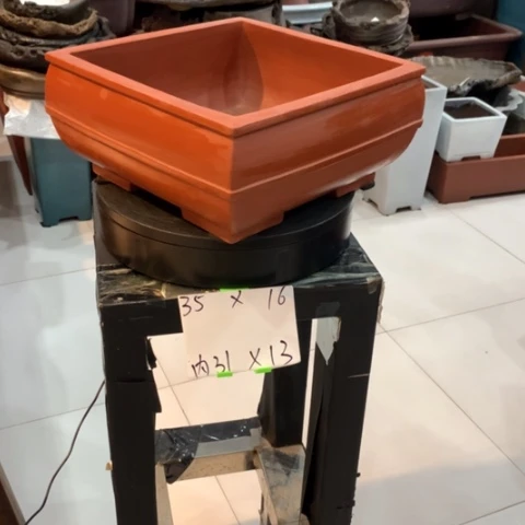 紫砂花盆红泥的四方