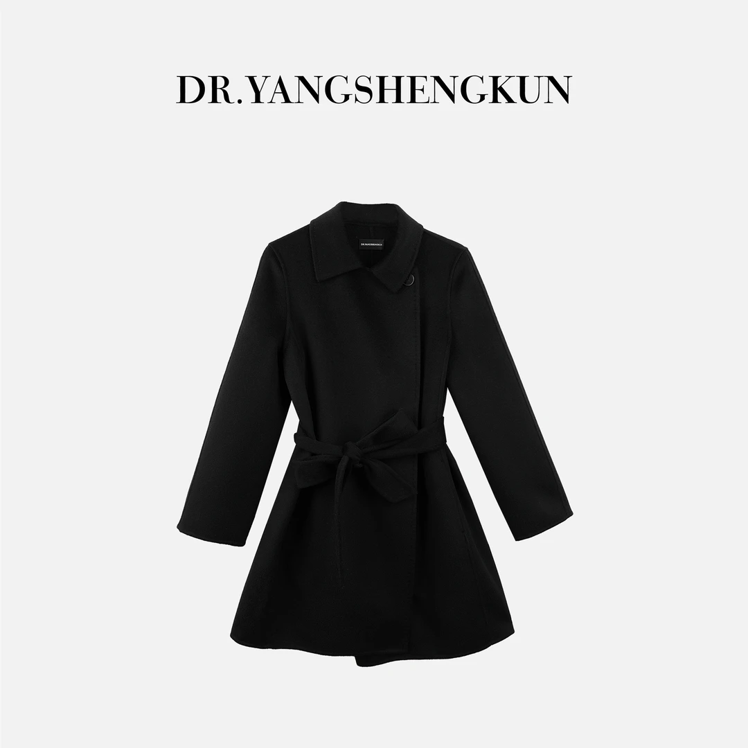 杨圣坤2025秋季新品100%山羊绒中长款双面呢大衣外套女TR2581495