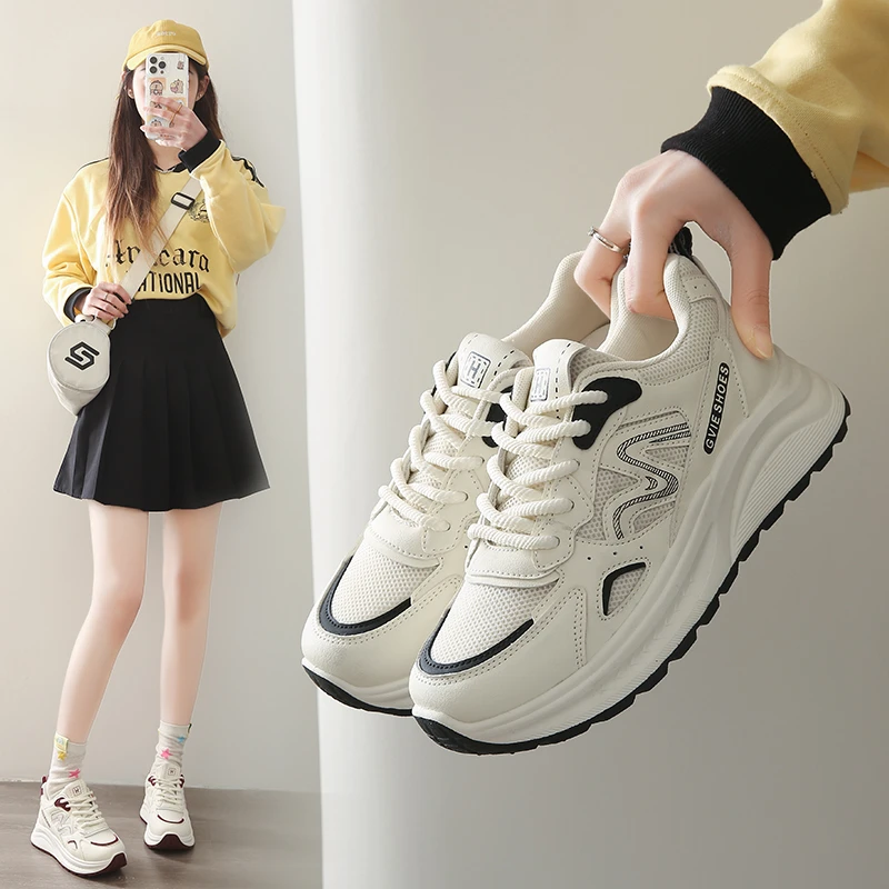 2025早春新款显小脚老爹鞋休闲百搭阿甘鞋厚底轻便学生运动鞋女鞋