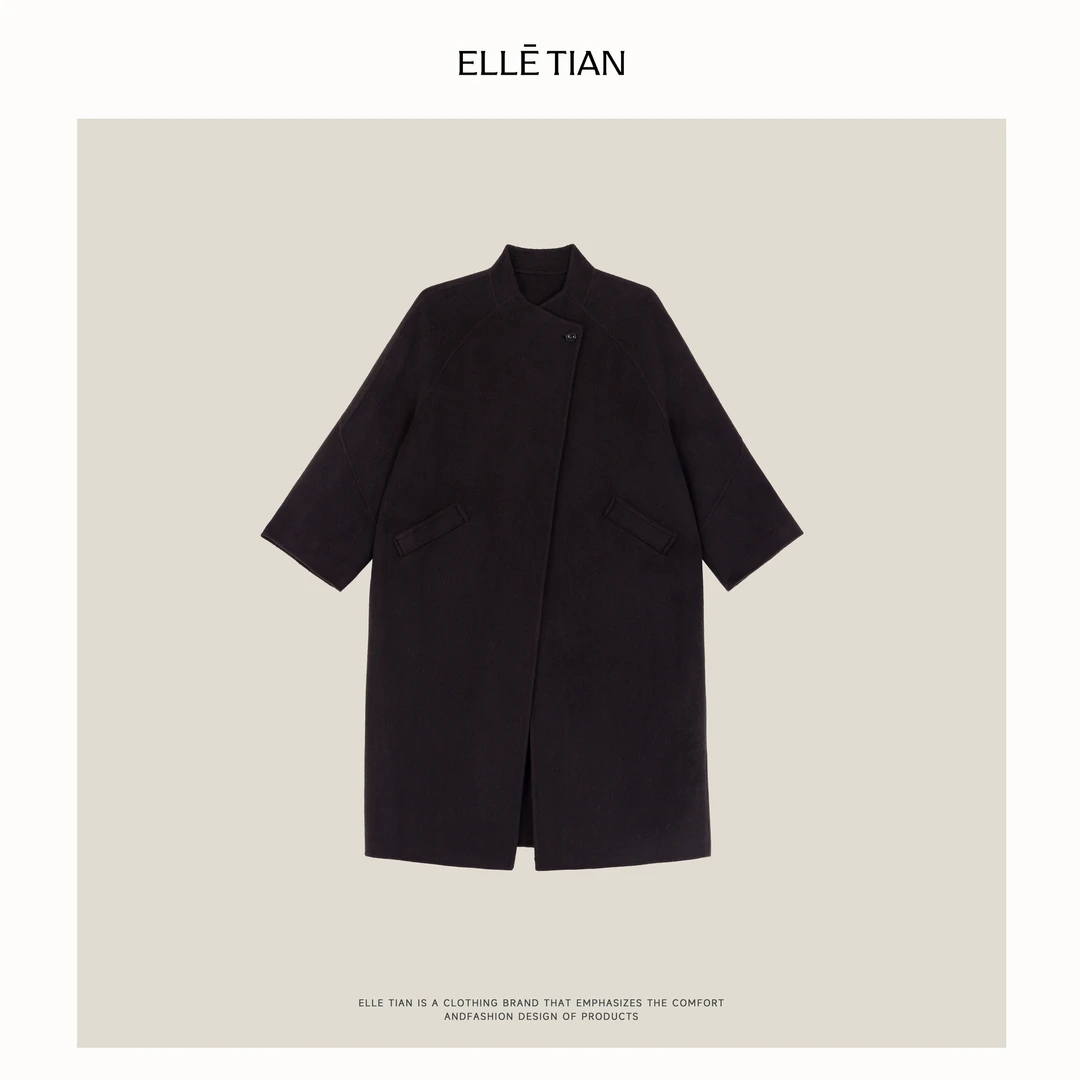 ELLETIAN "伦敦日报"100羊毛高级气质中长款双面大衣EADD005
