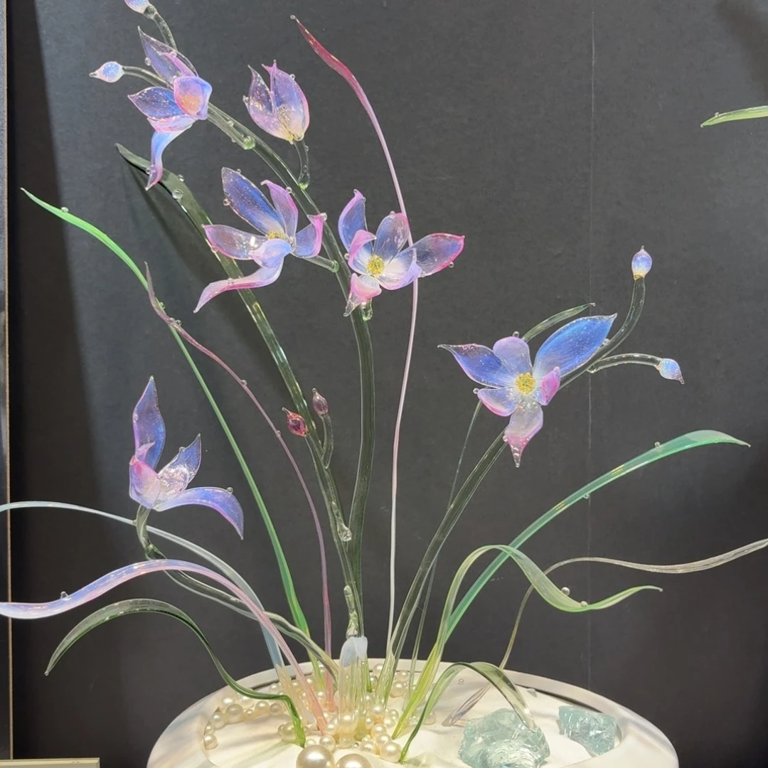 手工艺品琉璃炫彩兰花大14