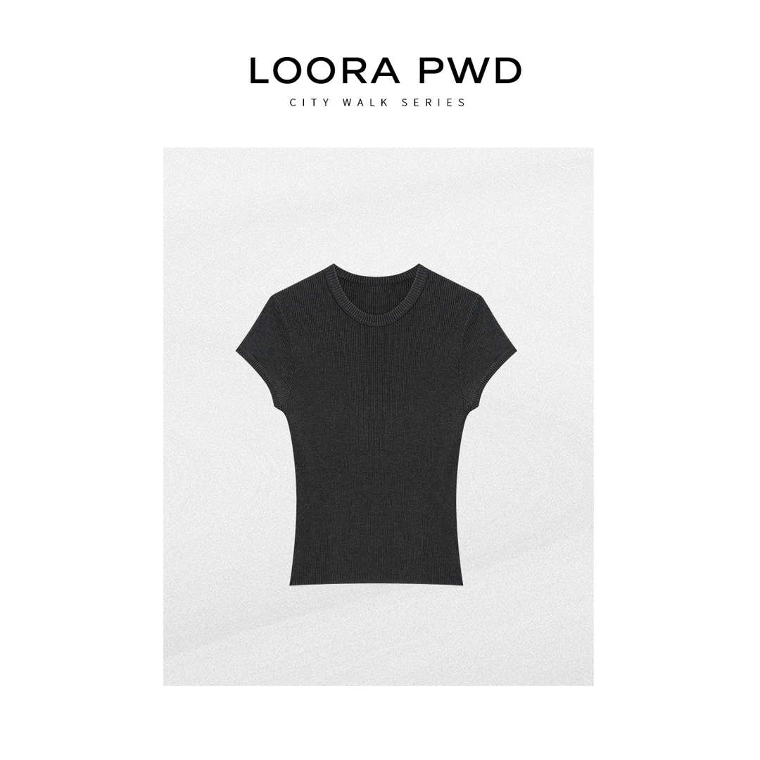 LOORAPWD/罗拉密码 时尚百搭圆领短袖针织衫25CJBZ0025N