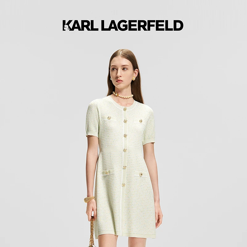 【欧若风】KARL LAGERFELD2025夏季新款针织连衣裙老佛爷M22E1325
