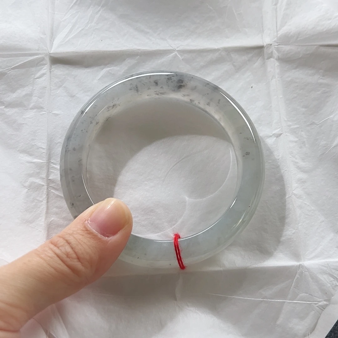 翡翠未镶嵌手镯天然翡翠A货 57.6冰乌鸡