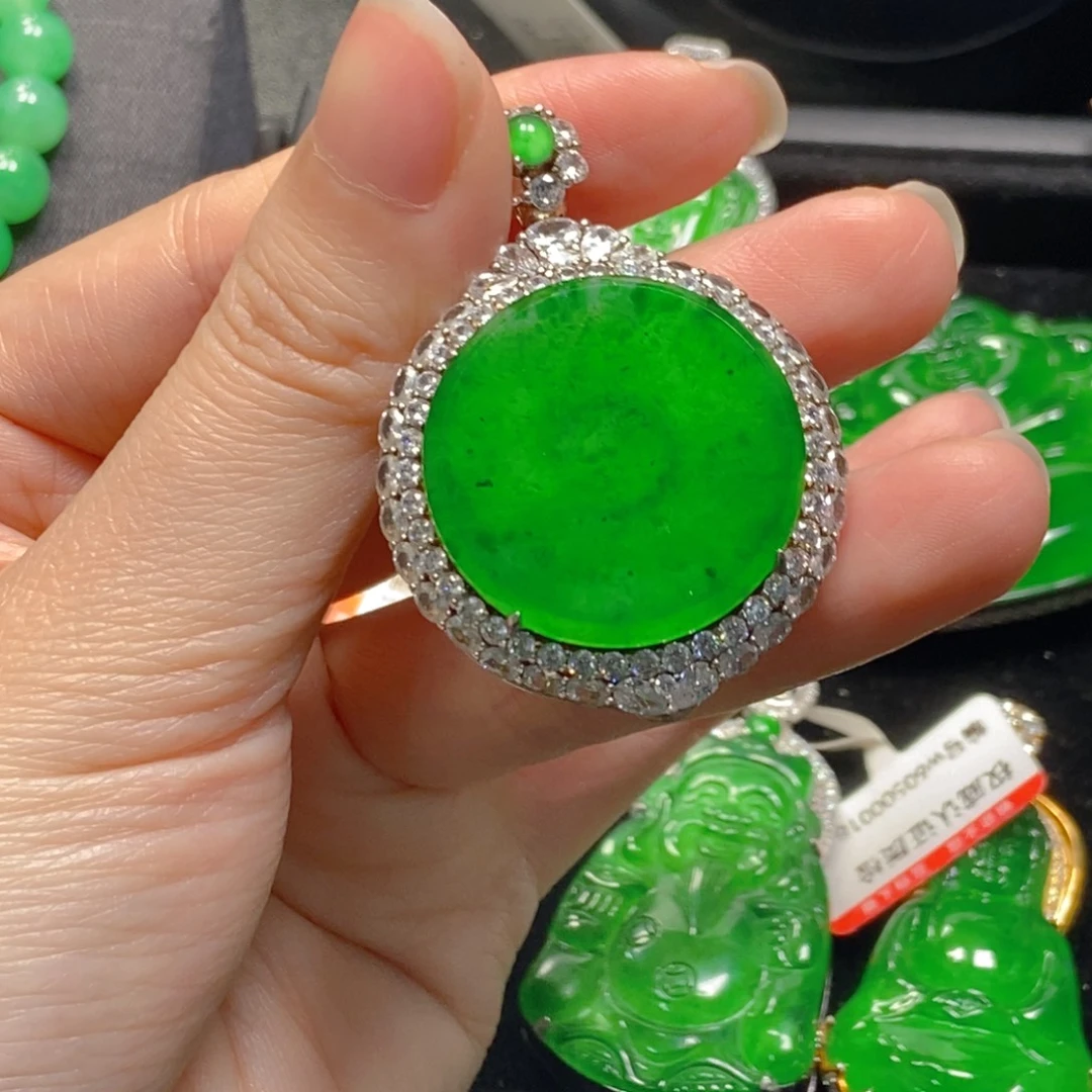 翡翠银S925镶嵌吊坠(不含链)