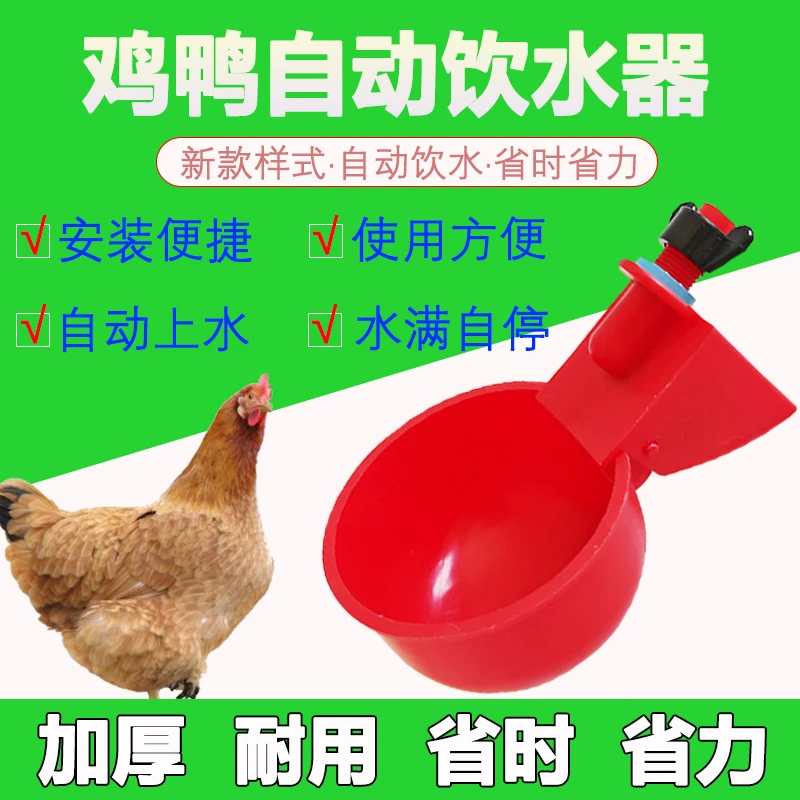 鸡鸭鹅家禽自动饮水碗饮水器水桶上拧的小红碗加大鸽子鹌鹑小水碗