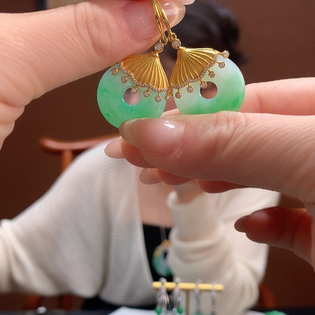 翡翠18K金镶嵌耳饰?***?耳饰