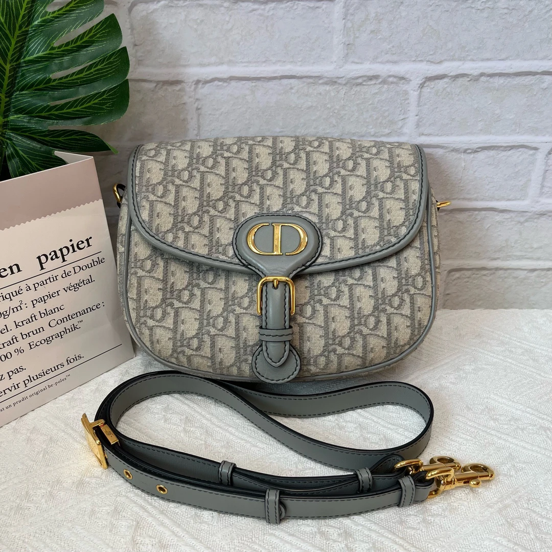 99新 DIOR/迪奥 /老花bobby灰色 中号/单肩包
