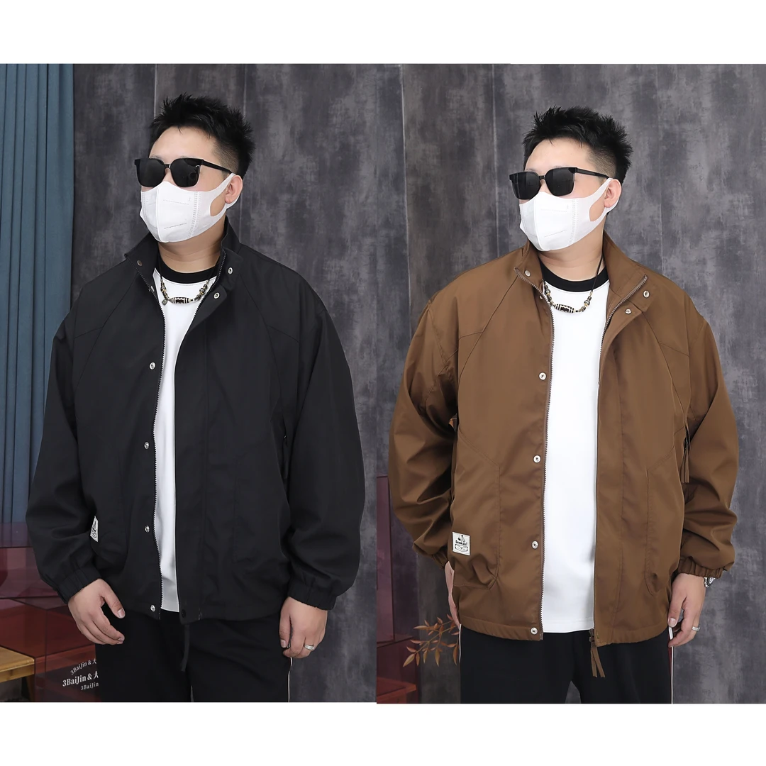 大码男装200-300斤】外套立领夹克胖子专属简约气泡兜7720#