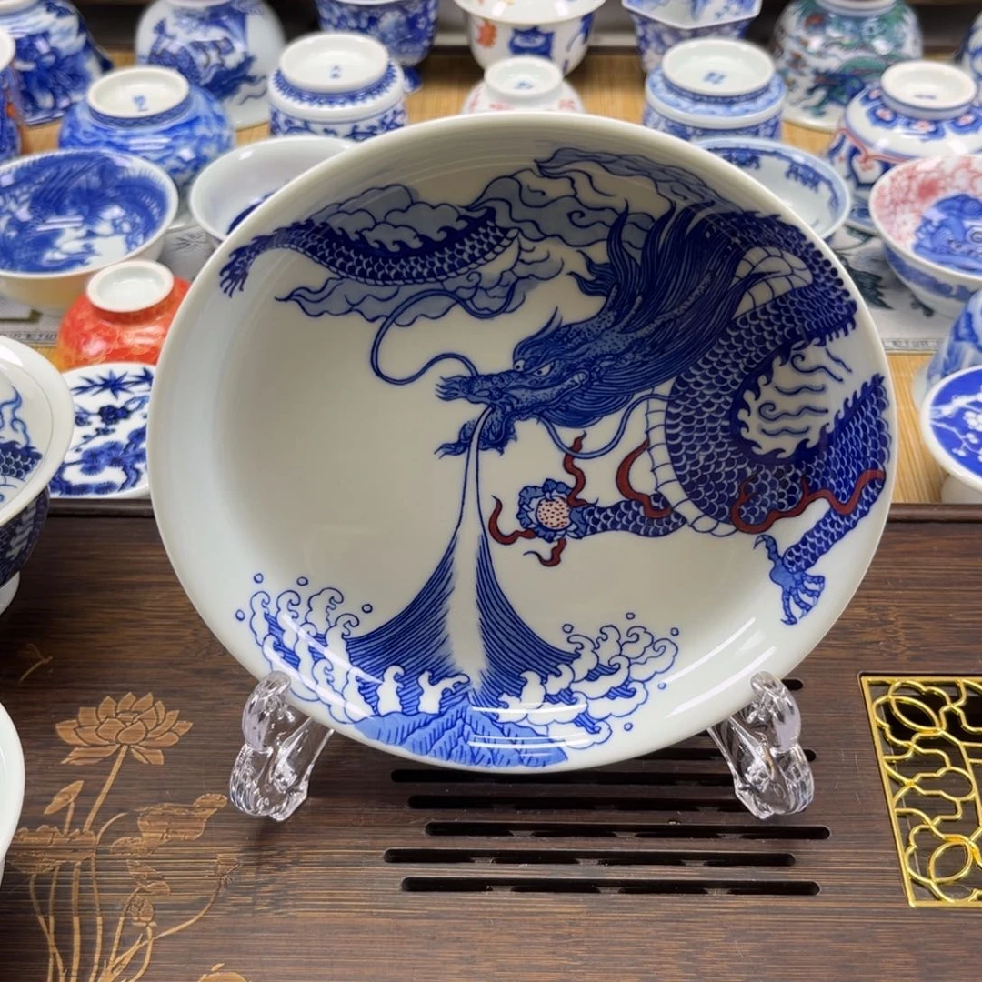 手绘青龙游海壶承