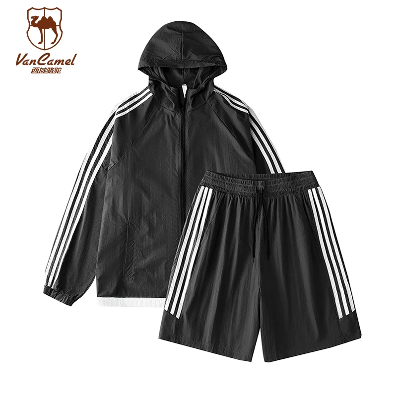 【户外发专属】VANCAMEL/西域骆驼户外情侣休闲连帽防晒套装SJ7706