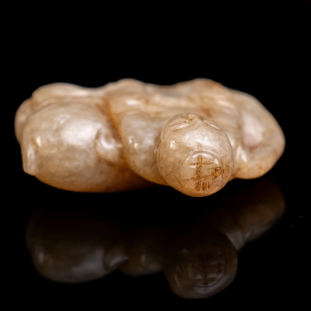 明代和田玉骑虎童子-NX