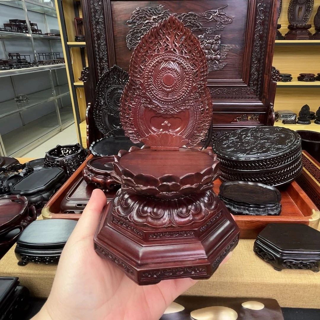 红酸枝木类佛像底座高19厘米