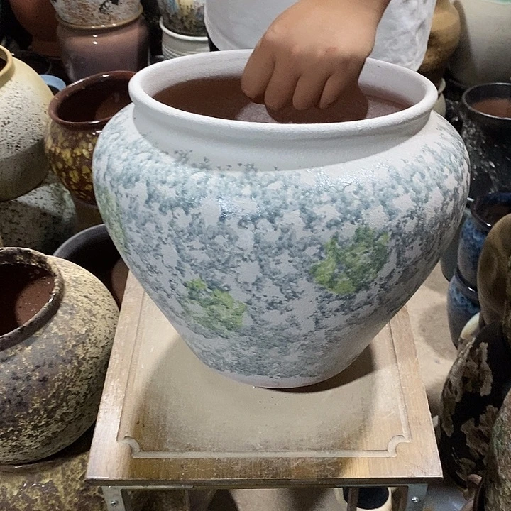 花盆紫砂口24高度25青花8888
