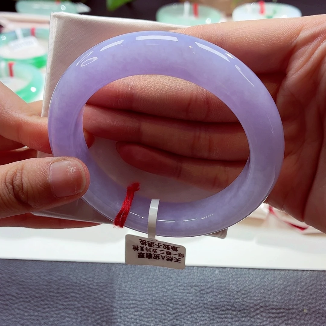 翡翠未镶嵌手镯58.7泥鳅背 满紫(34号)