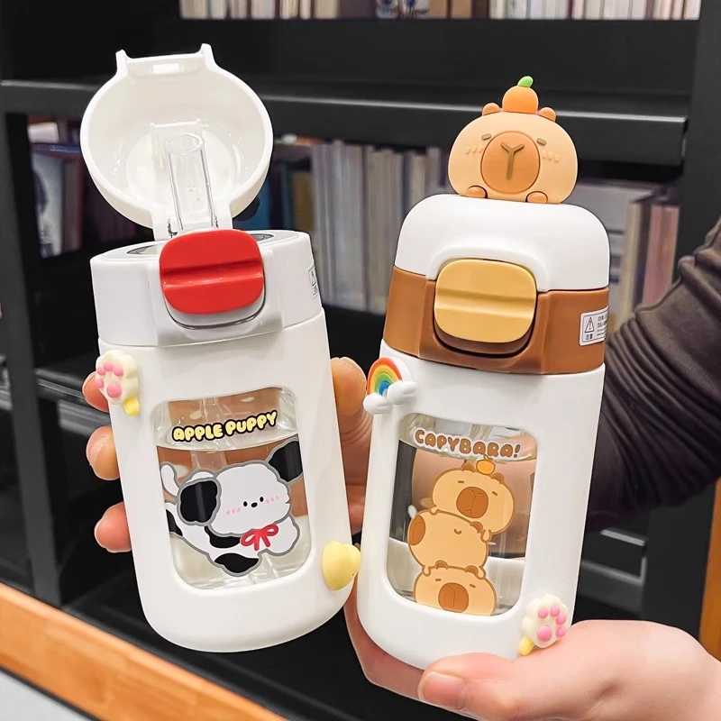 玻璃杯女生高颜值2025新款水杯便携可爱学生杯子防摔玻璃杯带吸管